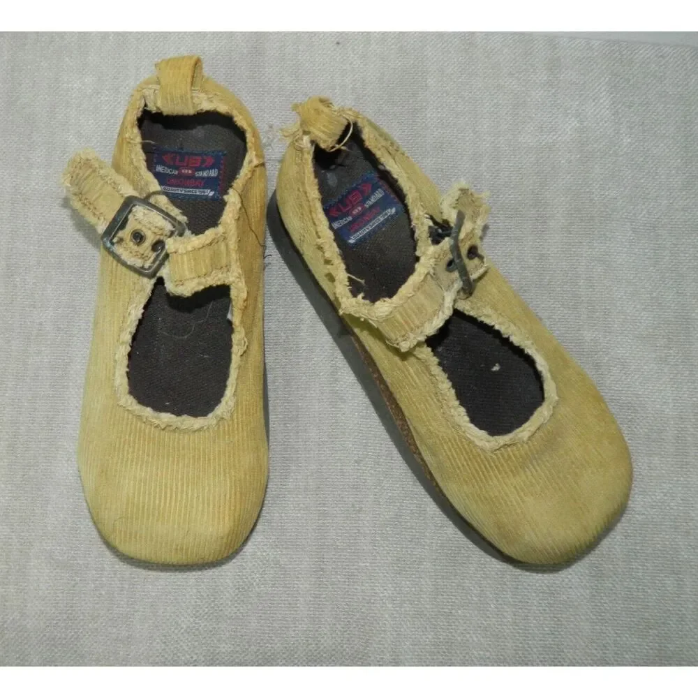 Unionbay Mary Jane Size 6.5 Beige Corduroy Cork Platform Vintage Y2K 2000s Geene